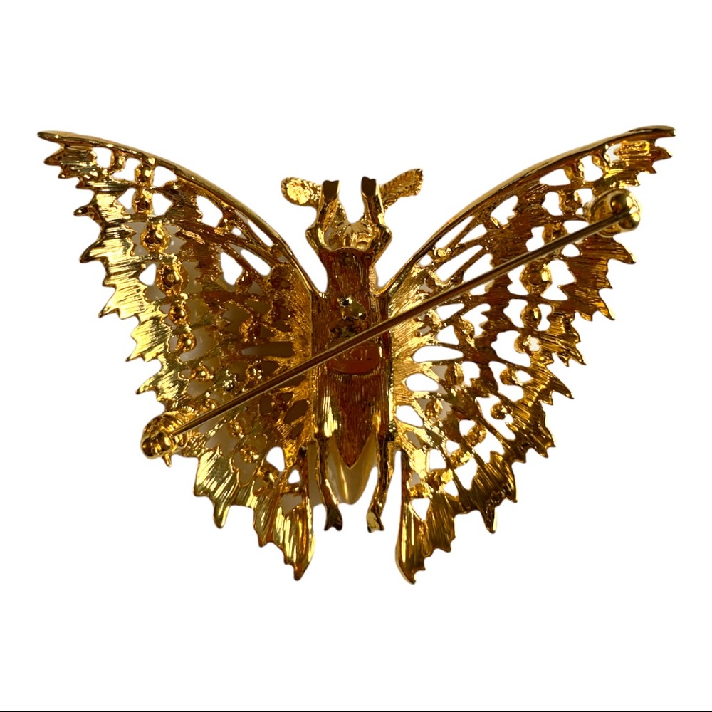 VTG Kenneth Lane Designer RARE! Rhinestone Butterfly Brooch Pin Signed - Picture 3 of 6